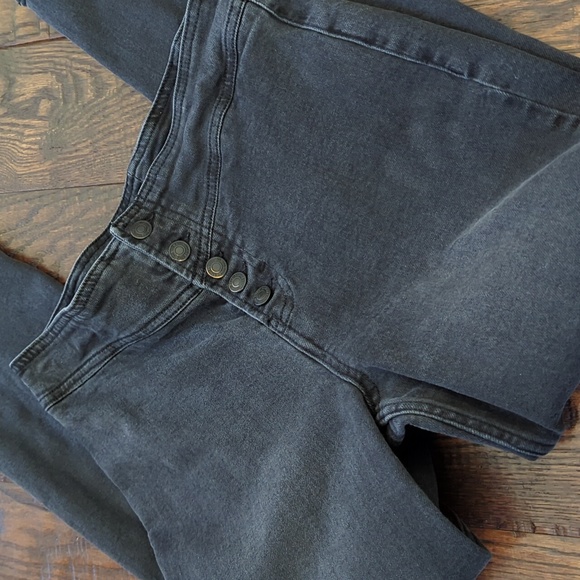 Free People Denim - WE THE FREE I Black Denim Button Front Slim Straight Jeans, 29